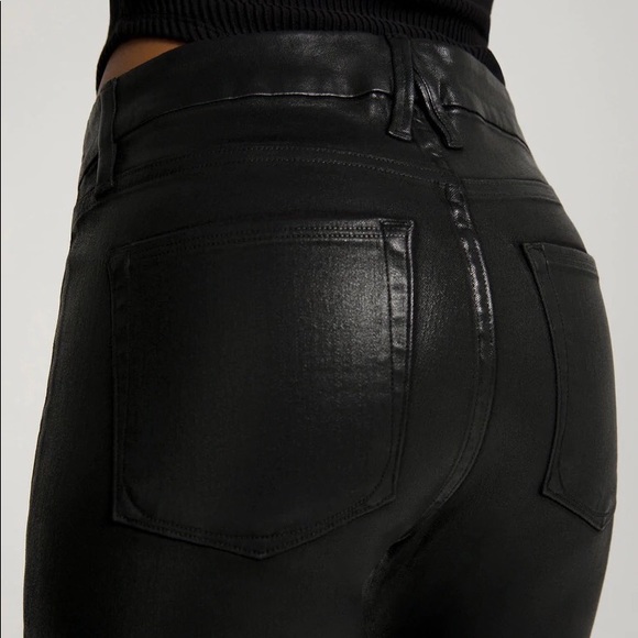 NWT Good American Black coated denim, straight leg jean - Picture 4 of 4